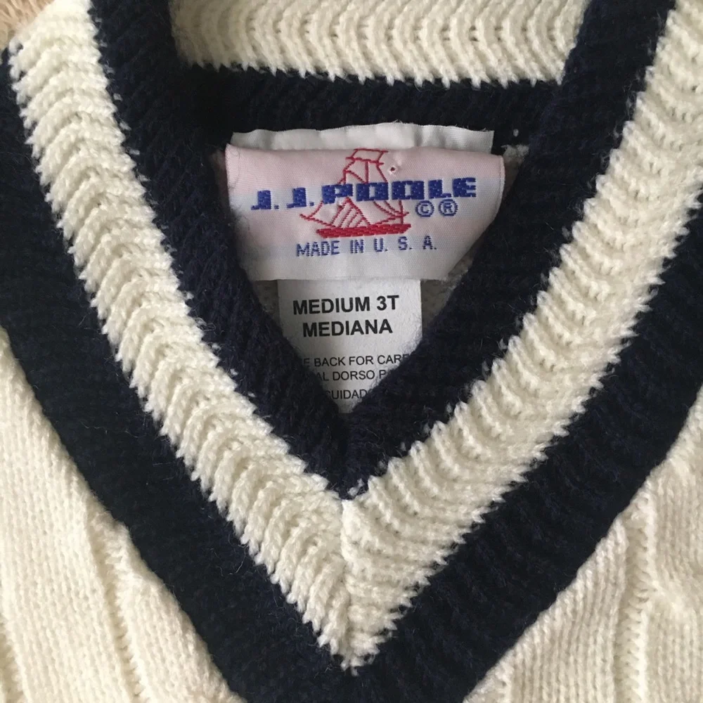 J J Poole | Shirts & Tops | Off White V Neck Cable Front Sweater | Poshmark